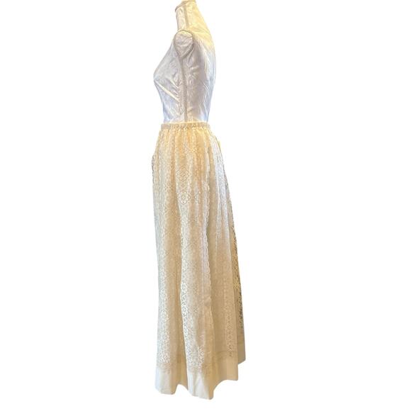 Vintage White Cream Lace Aline Skirt Womens Sz Medium Bridal Boho Ethereal 80s - Picture 4 of 16